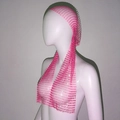 Detail of pink rhinestone mesh headpiece with sparkling crystals on net fabric - Rose Red Long Style