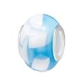 Blue and white gradient resin bead with silver metal core for DIY bracelets - Blue and White Barrel Style (026)