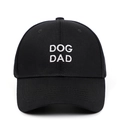 Black cotton baseball cap with white DOG DAD letter embroidery in a classic minimalist style - Adjustable / DOG DAD Embroidery Style / Black