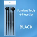 4-piece black fondant cake decorating modeling tool set in plastic packaging - 4-piece Petal Stick Set (black)