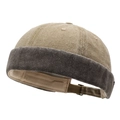 Zweifarbige Khaki-braune Miki-Mütze aus gewaschener Baumwolle mit Metall-Schnalle - Verstellbar / Khaki