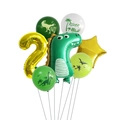 Set festa dinosauro con palloncino dino verde, numero 2 dorato e palloncini roar lattice - Set 2 / Oro