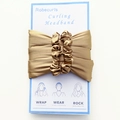 Golden silk heatless curling headband set with matching scrunchies on card packaging - Light Coffee
