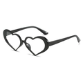 Fashionable black heart-shaped sunglasses with a glossy finish for a trendy party look - Black Frame Clear Lens