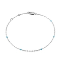 Minimalistisches S925 Sterlingsilber Armband mit filigranen blauen runden Perlen - 925er Silber / Platin
