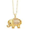 Golden elephant necklace with openwork design and sparkling white zircons on a thin chain - Style C (Hollow Three-row Zircon)