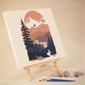 DIY paint by numbers kit featuring stylized landscape, wooden easel and high-gloss pigments - 20x20cm Framed Kit / HD28 Landscape and White Rabbit