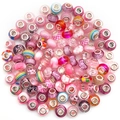 Pink and magenta large hole beads with silver metal core for DIY bracelet making - Pink Multicolor / Pink (10g)