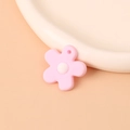 Pink candy-colored flower keychain pendant with a white center and matte resin finish - Pink Flower Only (Without Keychain)