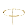 Elegant S925 sterling silver beaded bracelet in gold finish with textured round charms - Faceted Lucky Beads / 14K Gold