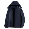 Navy blue hooded windbreaker jacket with breathable mesh lining and zippered pockets - (US)30 / Dark Blue