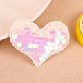 Barrette à cheveux cœur à paillettes avec finition rose et blanc irisé - Barrette Blanche