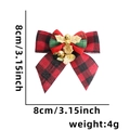Plaid Christmas bow with gold bell and holly leaves decoration for tree hanging - Red Plaid + Plaid Gold Leaf