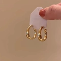 S925 silver needle gold hoop earrings with sparkling cubic zirconia on a white card - Polished Hoop (A2085 Gold)