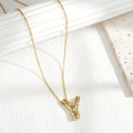 Minimalist gold-plated letter Y pendant necklace with a fine curb chain for women - Letter Y