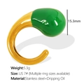 Golden stainless steel ring with green enamel detail and US size 7 product specs - US 7 / JZ46-Green Enamel Gold