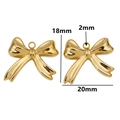 Golden stainless steel bow charm with dimensions of 18mm by 20mm and 2mm hole - Style 7 / Gold