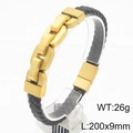 Bracciale da uomo in pelle nera intrecciata con chiusura a catena moto oro opaco - Oro (KB188296-KLHQ)