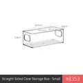 Compact transparent plastic refrigerator organizer bin with built-in side handles - Straight Edge Transparent Box - Low Small - PET