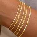 Ensemble de 5 bracelets dorés avec chaînes serpent, gourmette et trombones - Set de 5 pièces / Bracelet Doré Style 1