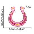 Pink horseshoe embroidered patch detail with dimensions 6.3cm x 6.9cm for DIY apparel - Horseshoe Heart Style (19#)