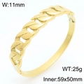 Gold-toned curb chain link bangle bracelet with a secure clasp, 11mm width design - Cuban Chain Splicing Style (KB210966-KSZ) / Gold