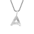 Silver stainless steel initial necklace featuring a textured letter A pendant for DIY - A-Steel Color