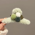 Plush Ball Claw Clip / Mint Green
