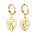 Gouden Monstera blad oorringen met hol metalen ontwerp voor dames - Monstera Blad Stijl (KE109293-MW)