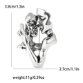 Detailansicht der silbernen Liebhaber-Brosche mit Maßen 3,9x2,7 cm und Gewicht von 11 g - Silber (MM-BR-1620)