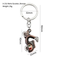 Vintage bronze scooter keychain with Italia flag and engraved details on white background - Scooter Motorcycle (X-231) / Red Copper