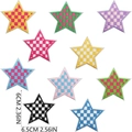 Patch ricamate a stella a scacchi in 10 colori per decorazione vestiti fai-da-te - Set di 10 (forma a stella)