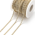 Golden chain roll with white pearls and sparkling rhinestones for DIY jewelry making - 2.5mm White
