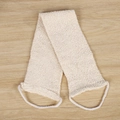 Beige exfoliating back scrubber towel with dual rope handles for deep skin cleansing - Jute Dot Back Scrubber Strap (60*11CM)