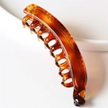 Classic 13cm amber banana clip with secure grip teeth in translucent resin finish - Glossy Tortoiseshell
