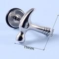 Silver hammer-shaped stainless steel stud earring with detailed claw design - Axe