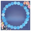 Detail von blauem Achatstein-Armband mit silbernem Herzanhänger auf Grußkarte mit Blumen - Blauer Verwitterter Achat (Karte A-2)