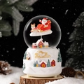 Luminous Christmas snow globe featuring Santa's sleigh scene on a white base ornament - 24109-Red Sledge