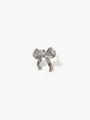 Anillo de lazo en acero de titanio plateado pulido con banda abierta ajustable blanca - Anillo abierto plateado