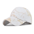 Close-up of the breathable cotton fabric texture and tie-dye camo pattern on baseball cap - Adjustable / Tie-dye White Khaki