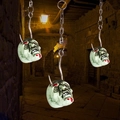 Halloween decorative zombie heads hanging with metal hooks and rusty chains for haunted house - Chain Hook Head Green