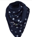 Dark blue fleece scarf featuring white star patterns and a secure metal clasp fastener - 150*75cm / Dark Blue White Stars (Image 57)