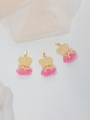 Three gradient yellow-pink crystal bear pendants with golden bows and metal clasps - Yellow Gradient