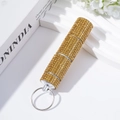 Sparkling crystal pill bottle keychain pendant with 3-tier detachable gold rhinestone design - Yellow