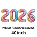 40-inch gradient rainbow 2026 number foil balloon set for New Year party decor - 40 Inch / Gradient