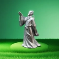 Figura vintage de Li Bai chapada en cobre que representa a un poeta chino recitando - Figura de Li Bai