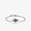 Bracciale in argento S925 con mano di Hamsa e occhio del male e pietre blu - Argento 925 / Nero/Blu (Argento Sterling S925)