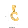 Ciondolo lettera C in acciaio inossidabile 316L placcato oro 18k con tre pietre di zircone - Lettera C