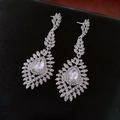 Macro view of crystal teardrop tassel earrings with sparkling silver rhinestones - Simple Silver Water Drop (29#)