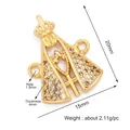 Gold-plated Virgin Mary crown charm with clear zircon pavé stones and 20x15mm dimensions - M586164-Gold